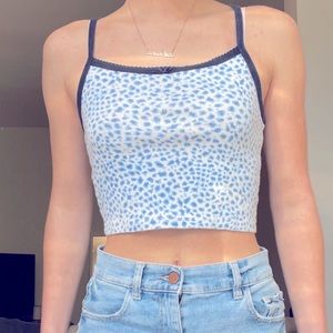 Cute y2k brandy melville / John galt blue cheetah tank w bow!